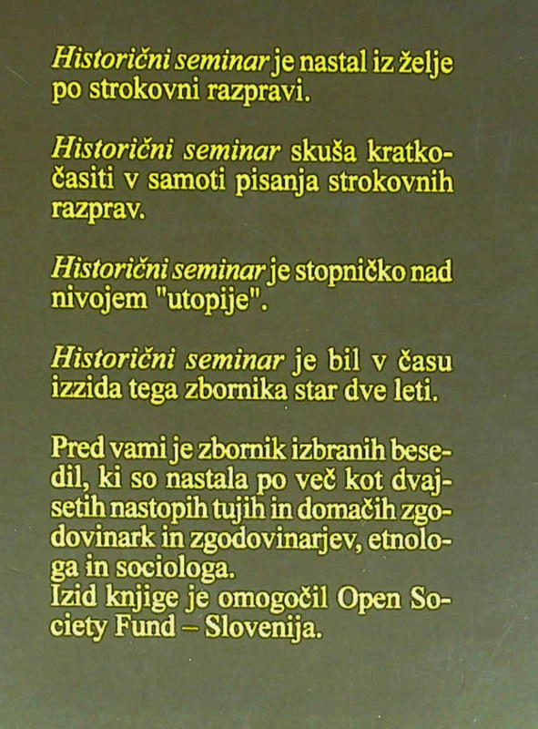 HISTORIČNI SEMINAR; POT NA GRMADO, več avtorjev