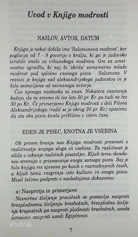 KNJIGA MODROSTI IN SIRAHOVA KNJIGA