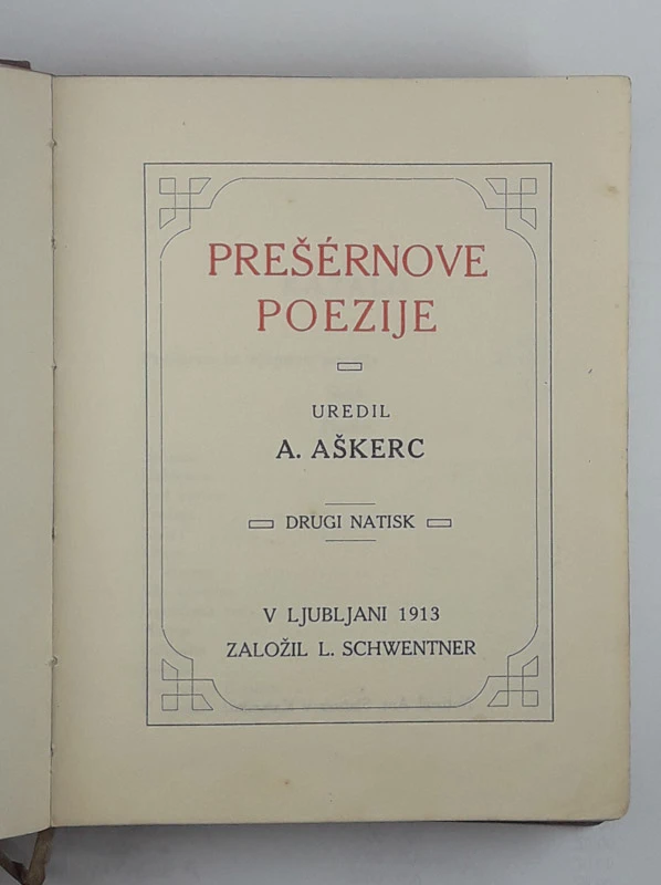 PREŠERNOVE POEZIJE, A. Aškerc