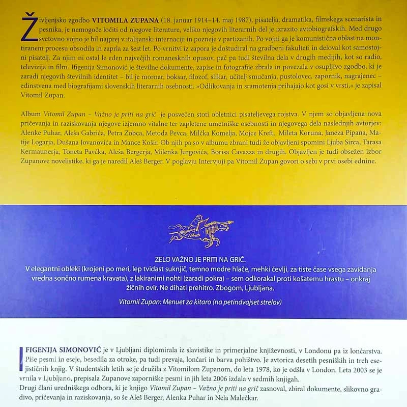 VITOMIL ZUPAN; VAŽNO JE PRITI NA GRIČ