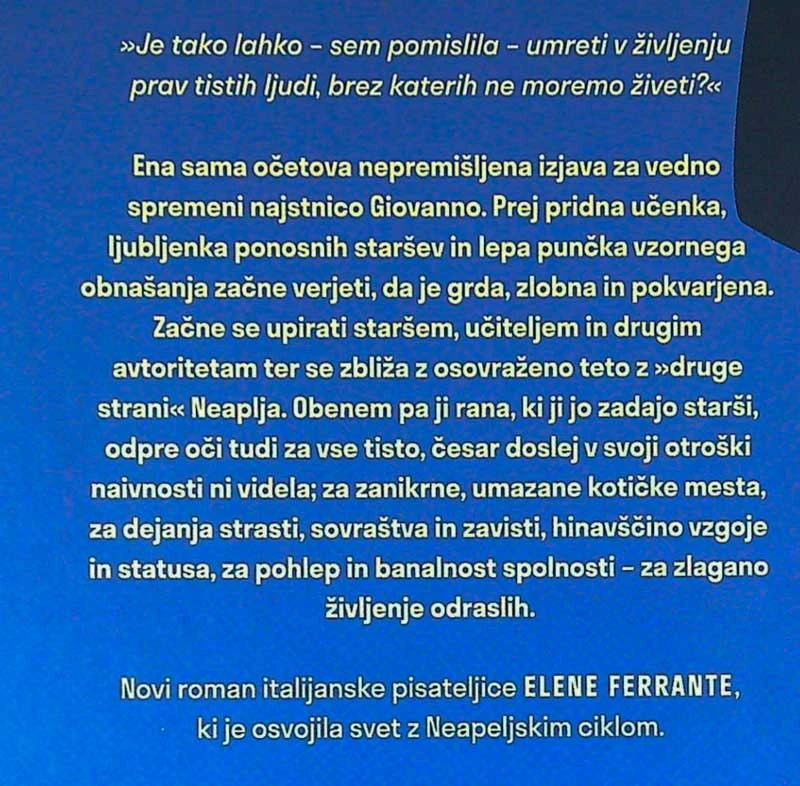 ZLAGANO ŽIVLJENJE ODRASLIH, Elena Ferrante