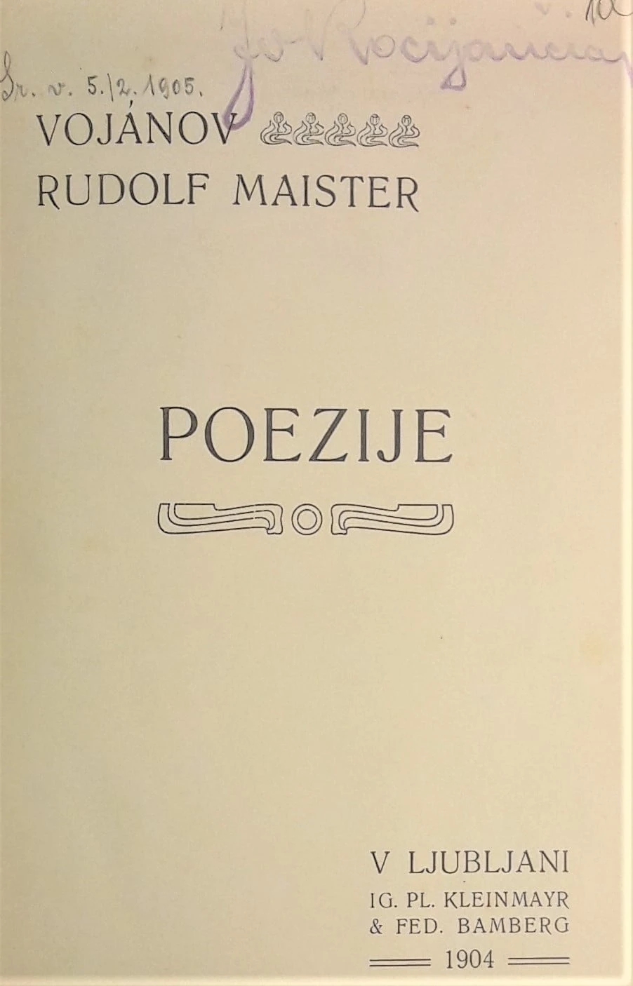 Vojanov Rudolf Maister, POEZIJE
