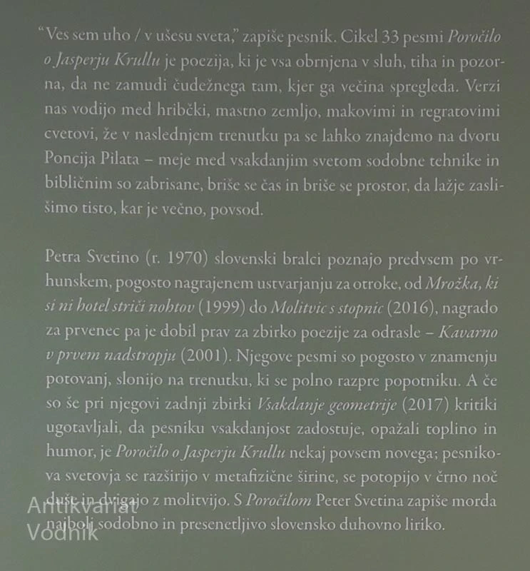 POROČILO O JESPERJU KRULLU, Peter Svetina
