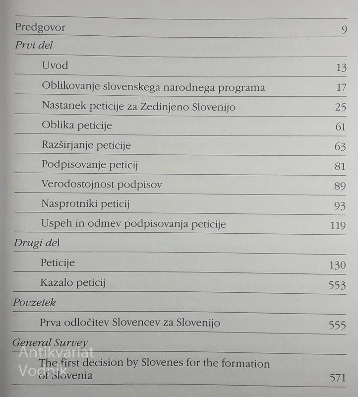 PRVA ODLOČITEV SLOVENCEV ZA SLOVENIJO; DOKUMENTI Z UVODNO ŠTUDIJO IN OSNOVNIMI POJASNILI, Stane Granda