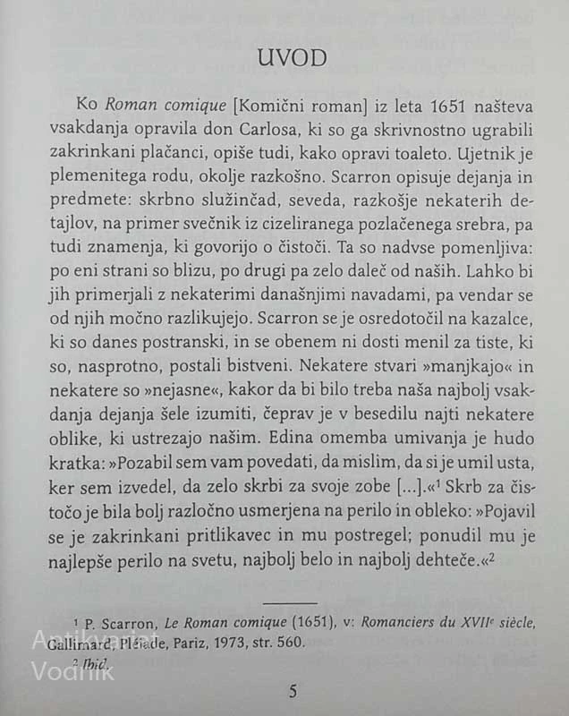 ČISTO IN UMAZANO; TELESNA HIGIENA OD SREDNJEGA VEKA NAPREJ, Georges Vigarello