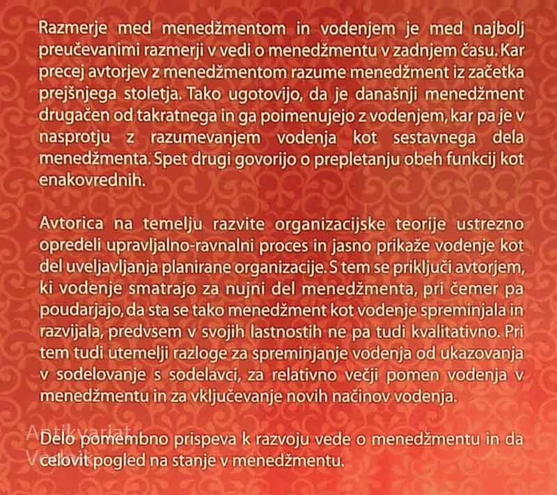 MENEDŽMENT VS. VODENJE, Milena Kramar Zupan