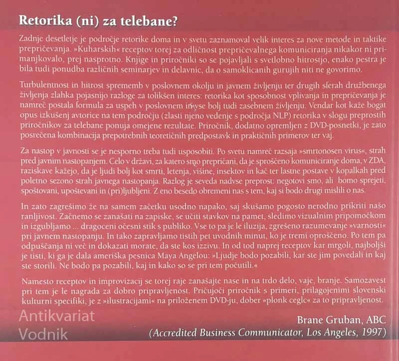 RETORIKA, VEŠČINA PREPRIČEVANJA, Tatjana Zidar Gale