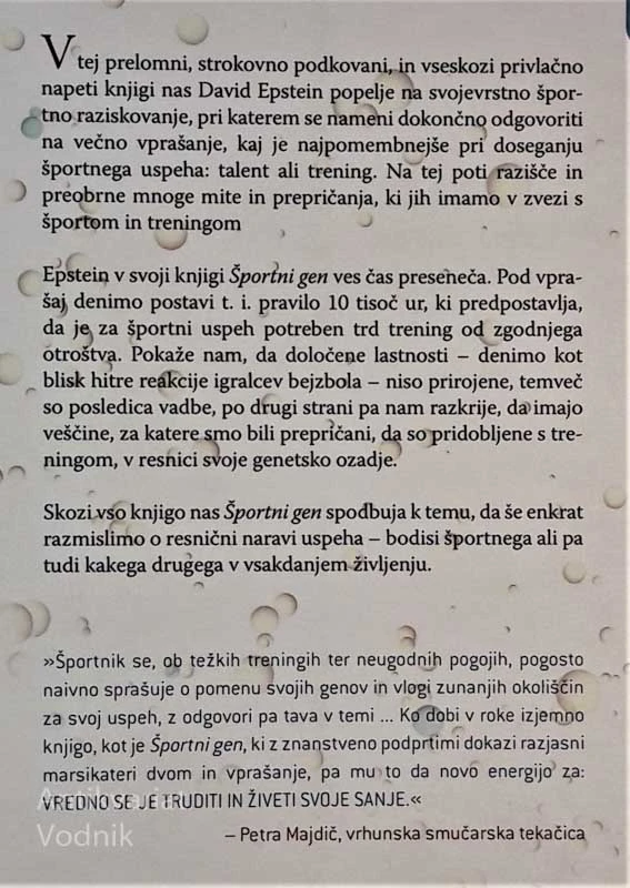 ŠPORTNI GEN, David Epstein – talent, trening in resnica o uspehu
