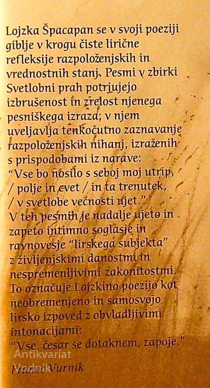 SVETLOBNI PRAH, Lojzka Špacapan