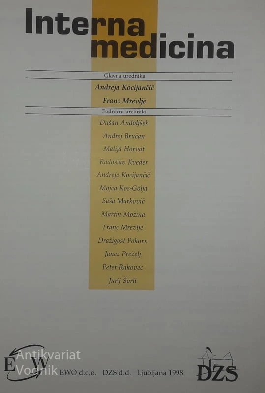 INTERNA MEDICINA, Andreja Kocijančič in Franc Mrevlje