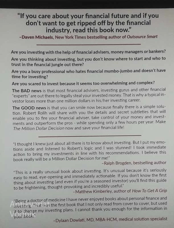 THE MILLION DOLLAR DECISION, Robert Rolih