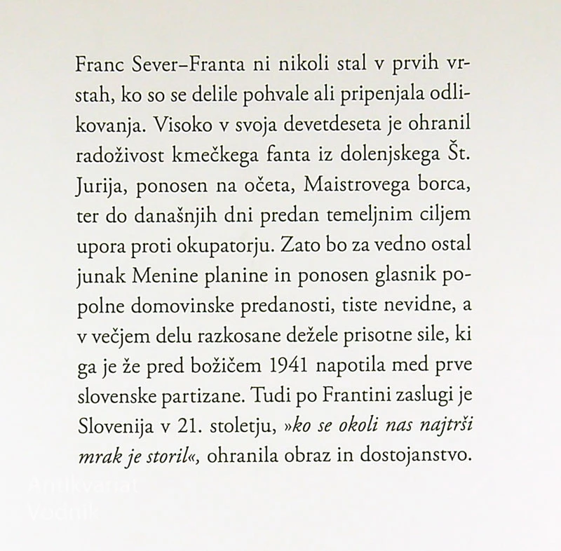 TRENUTKI ODLOČITEV, Franc Sever – Franta (posvetilo avtorja)