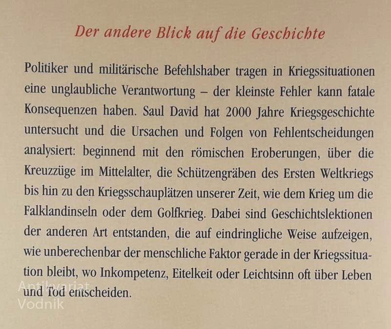 DIE GRÖßTEN FEHLSCHLÄGE DER MILITÄRGESCHICHTE, Saul David