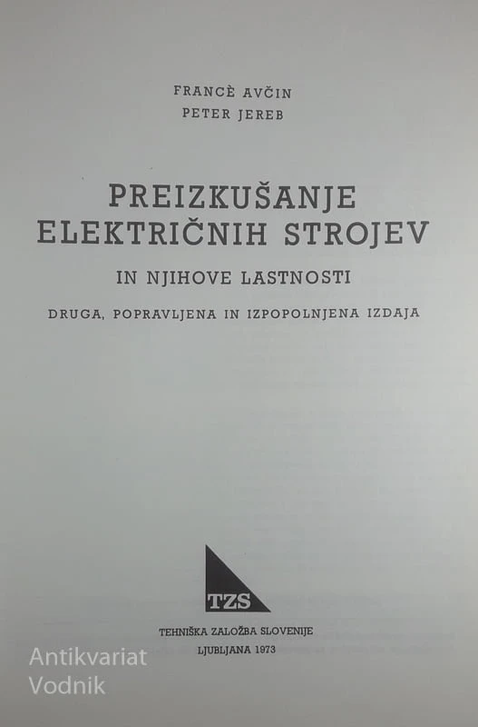 PREIZKUŠANJE ELEKTRIČNIH STROJEV, France Avčin in Peter Jereb