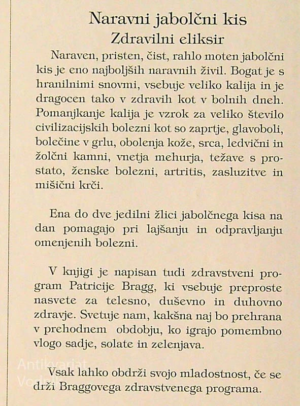 NARAVNI JABOLČNI KIS; ZDRAVILNI ELIKSIR