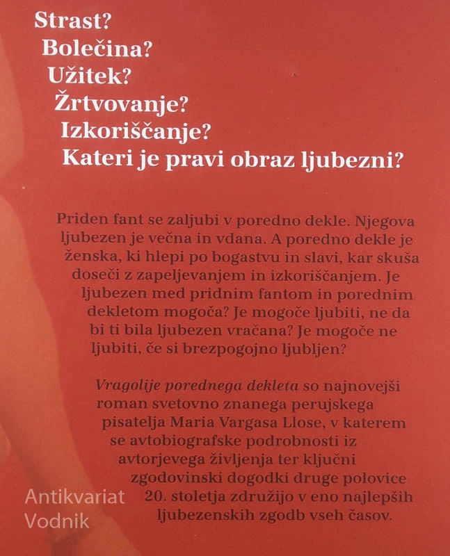 VRAGOLIJE POREDNEGA DEKLETA, Mario Vargas Llosa