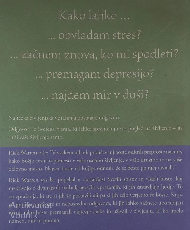 ODGOVORI NA TEŽKA ŽIVLJENJSKA VPRAŠANJA, Rick Warren