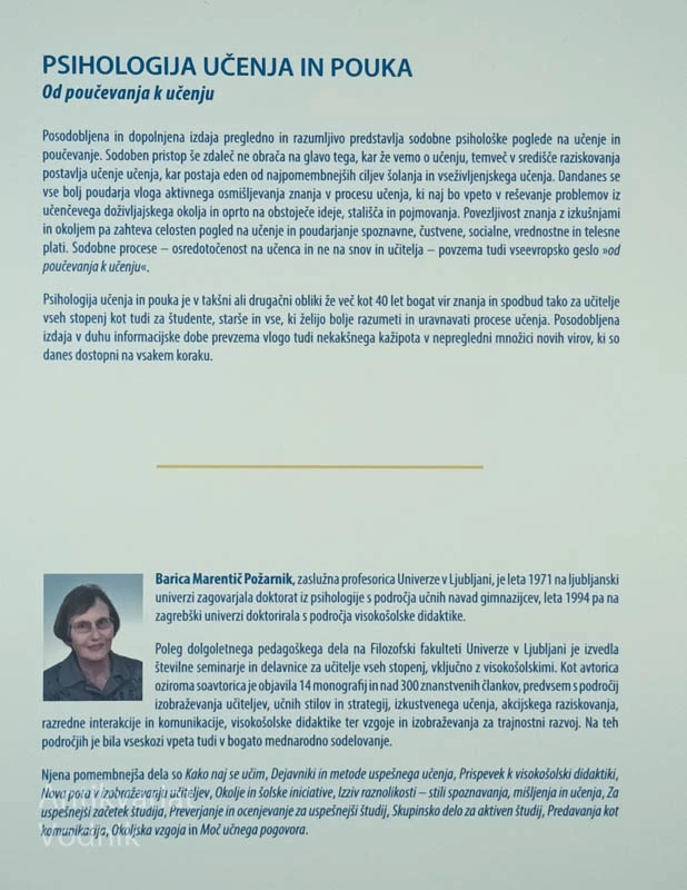 PSIHOLOGIJA UČENJA IN POUKA, Barica Marentič Požarnik