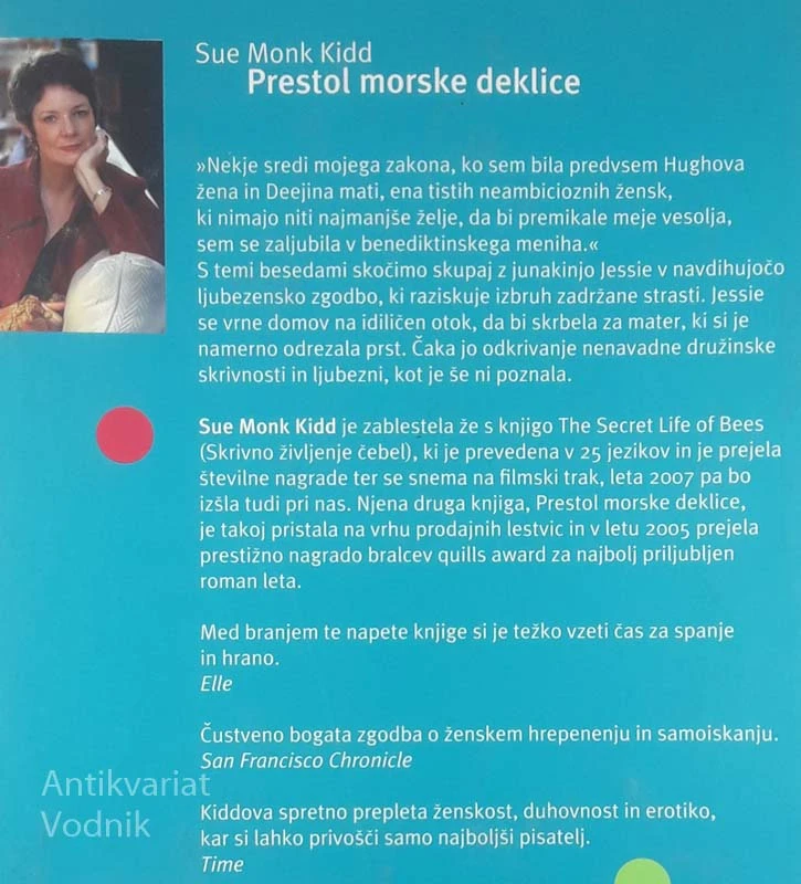 PRESTOL MORSKE DEKLICE, Sue Monk Kidd