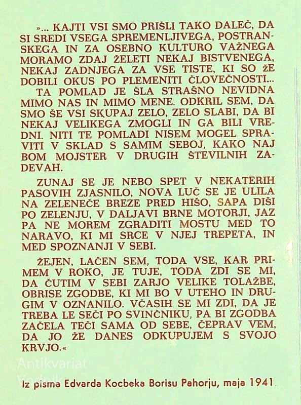 EDVARD KOCBEK; PRIČEVALEC NAŠEGA ČASA, Boris Pahor, Alojz Rebula