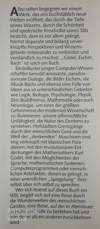 GODEL ESCHER, BACH: EIN ENDLOSES GEFLOCHTENES BAND, Douglas R. Hofstadter