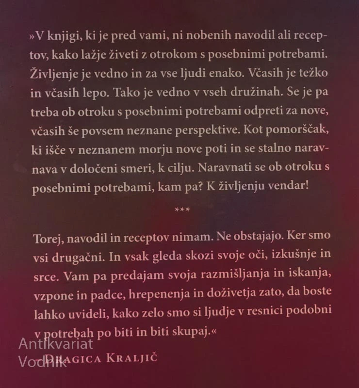 NISM KOT DRUGI; ŽIVLJENJE Z OTROKOM S POSEBNIMI POTREBAMI, Dragica Kraljič
