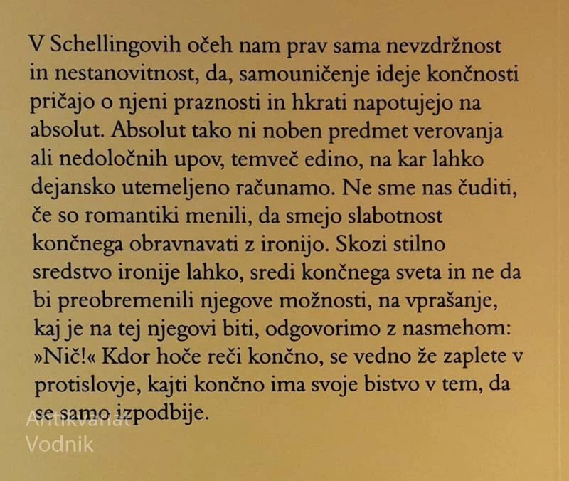 UVOD V SCHELINGOVO FILOZOFIJO, Manfred Mank, Temeljna dela