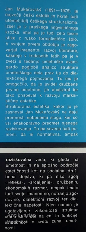 ESTETSKE RAZPRAVE, Jan Mukarovsky