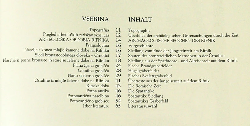 RIFNIK; ARHEOLOŠKO NAJDIŠČE VODNIK, Darja Pirkmajer