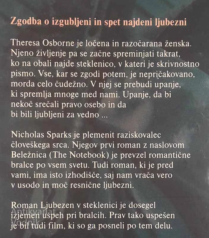 LJUBEZEN V STEKLENICI, Nicholas Sparks