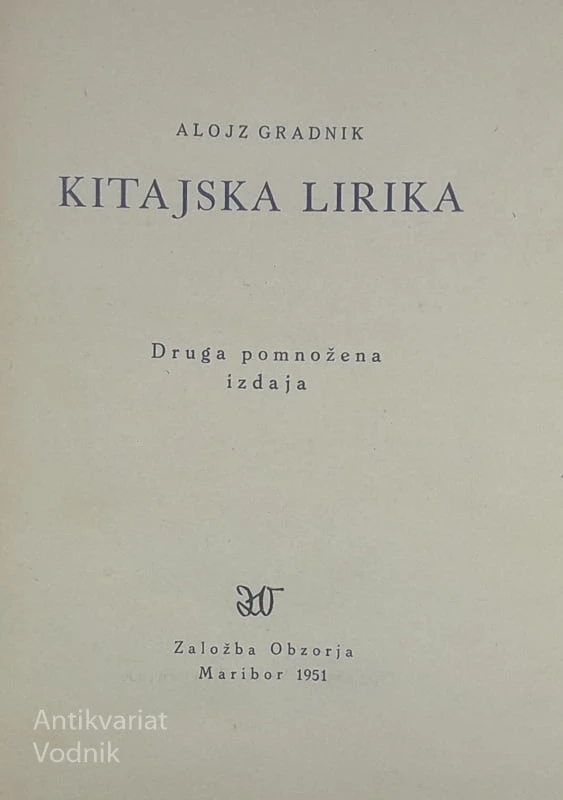 KITAJSKA LIRIKA, Alojz Gradnik