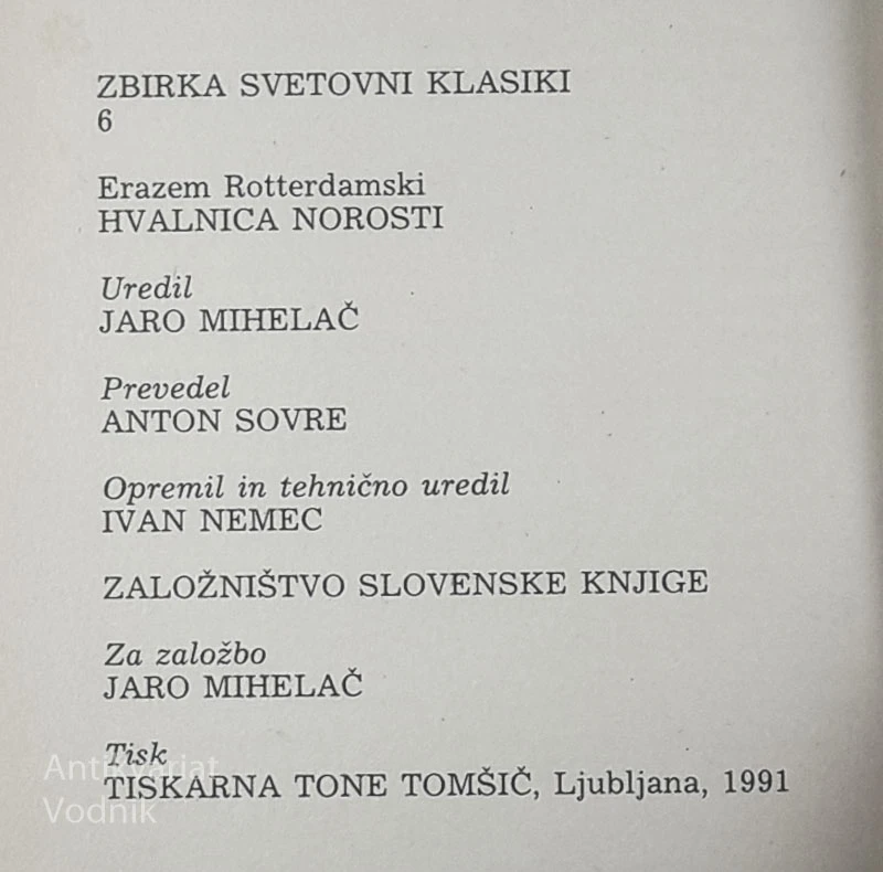 HVALNICA NOROSTI, Erazem Rotterdamski