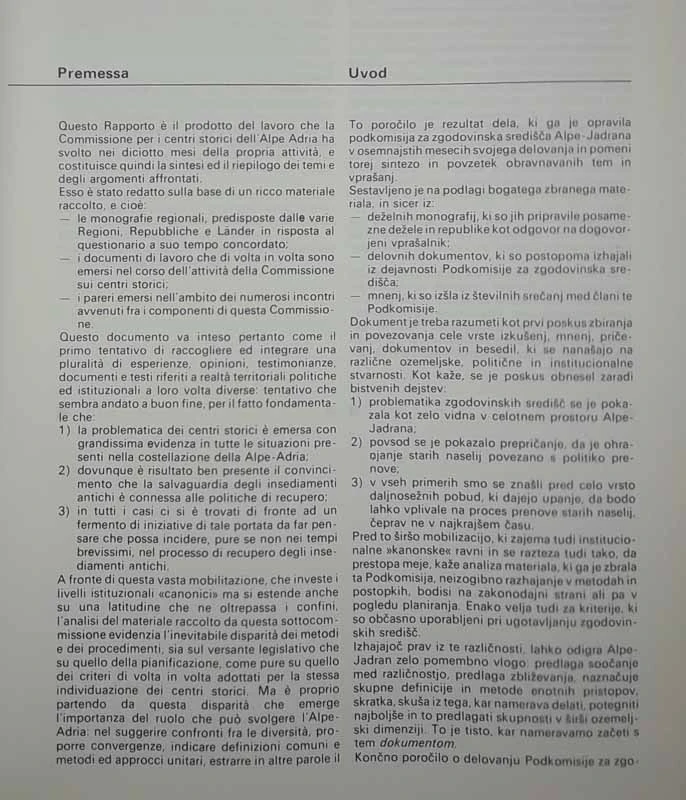 PRVO SKUPNO POROČILO O ZGODOVINSKIH SREDIŠČIH, več avtorjev
