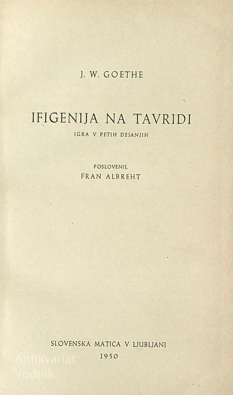 IFIGENIJA NA TAVRIDI, W. G. Goethe