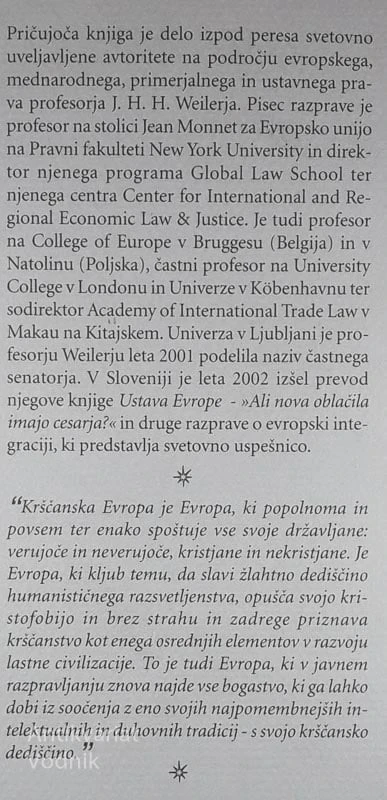KRŠČANSKA EVROPA; RAZISKOVALNA RAZPRAVA, J. H. H. Weiler