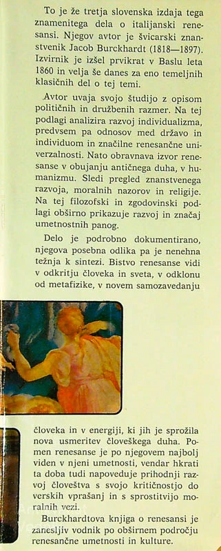 RENESANČNA KULTURA V ITALIJI, Jacob Burckhardt