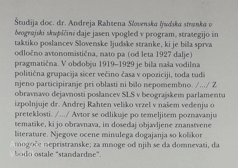 SLOVENSKA LJUDSKA STRANKA V BEOGRAJSKI SKUPŠČINI, Andrej Rahter