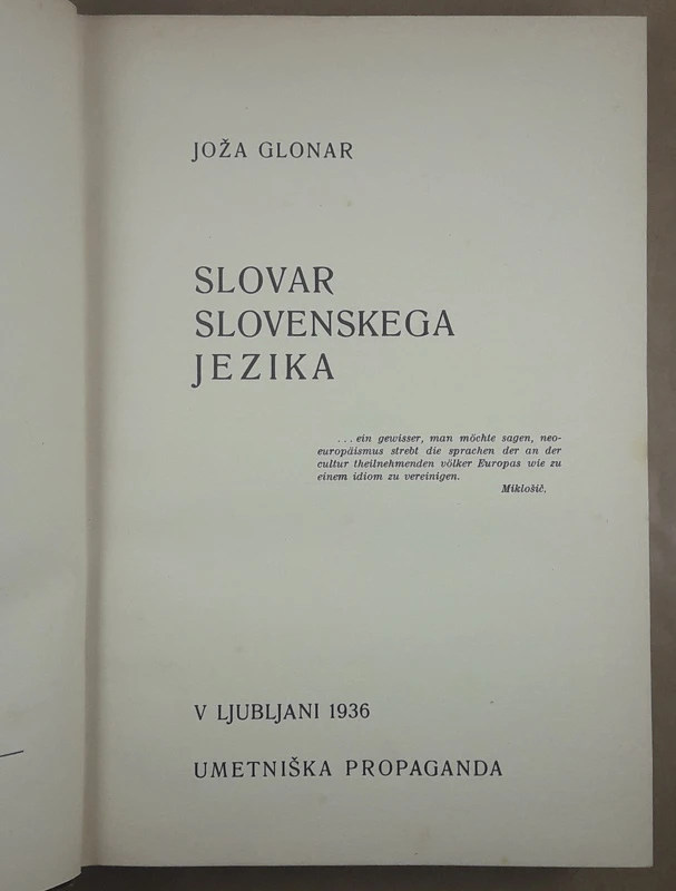 SLOVAR SLOVENSKEGA JEZIKA, Joža Glonar