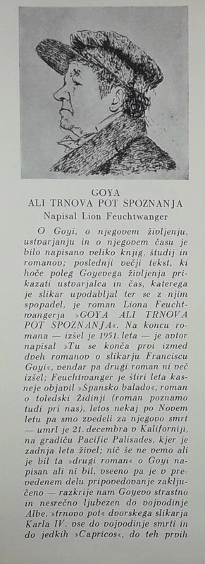 GOYA ALI TRNOVA POT SPOZNANJA, Lion Feuchtwanger