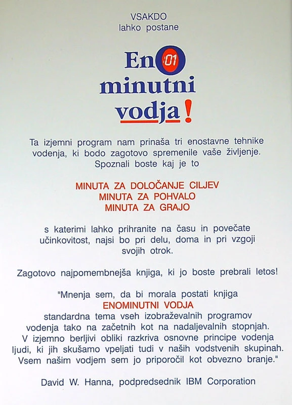 ENOMINUTNI VODJA, dr. Kenneth Blanchard in dr. Spencer Johnson