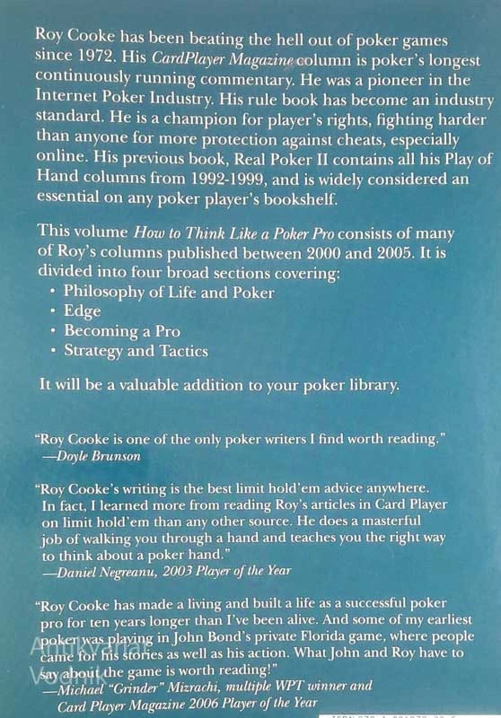 HOW TO THINK LIKE A POKER PRO, Roy Cooke in John Bond