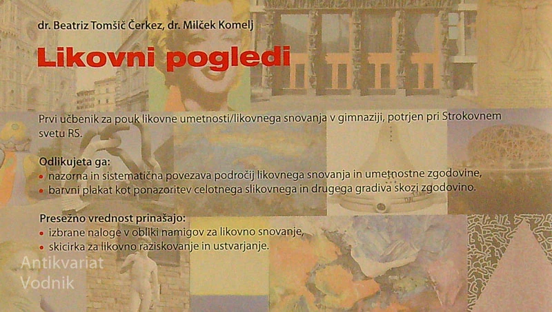 LIKOVNI POGLEDI; UČBENIK ZA LIKOVNO SNOVANJE V 1. LETNIKU GIMNAZIJE, dr. B. Tomšič Čerkez, dr. M. Komelj
