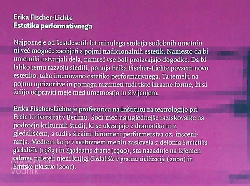 ESTETIKA PERFORMATIVNEGA, Erika Fischer-Lichte