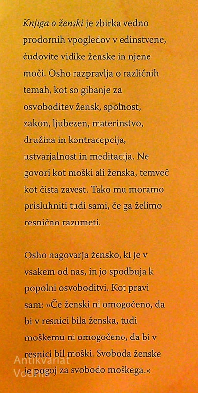 KNJIGA O ŽENSKI; VZPOSTAVITE STIK Z ŽENSKO MOČJO, Osho
