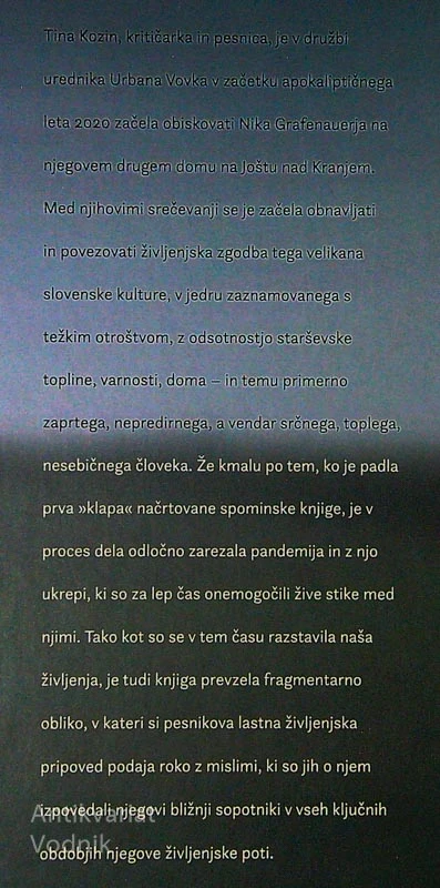 NIKO GRAFENAUER; PLASTI ODZIDANIH DALJAV (SPOMINI), zapisala Tina Kozin