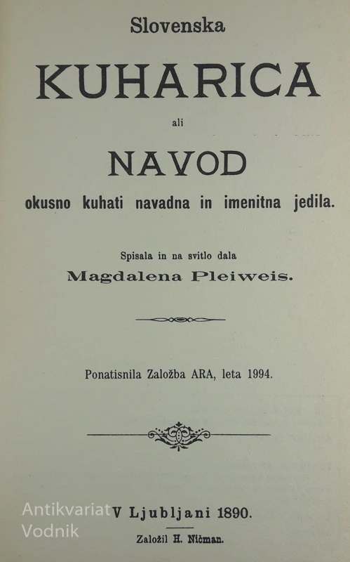 SLOVENSKA KUHARICA, Magdalena Pleiweis
