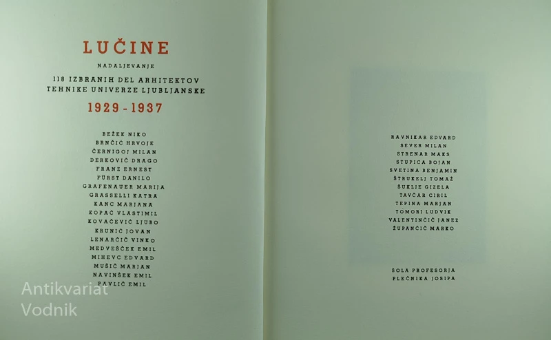 DELA ARHITEKTOV NA TEHNIKI UNIVERZE V LJUBLJANI