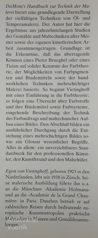 DUMONTS’S HANDBUCH ZUR TECHNIK DER MALEREI, Egon von Vietinghoff
