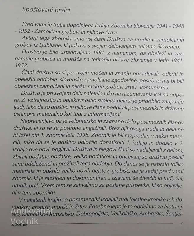 SLOVENIJA 1941-1948-1952; TUDI MI SMO UMRLI ZA DOMOVINO, več avtorjev
