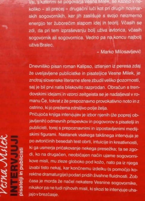 INTERVJUJI, PISATELJI IN PUBLICISTI, Vesna Milek
